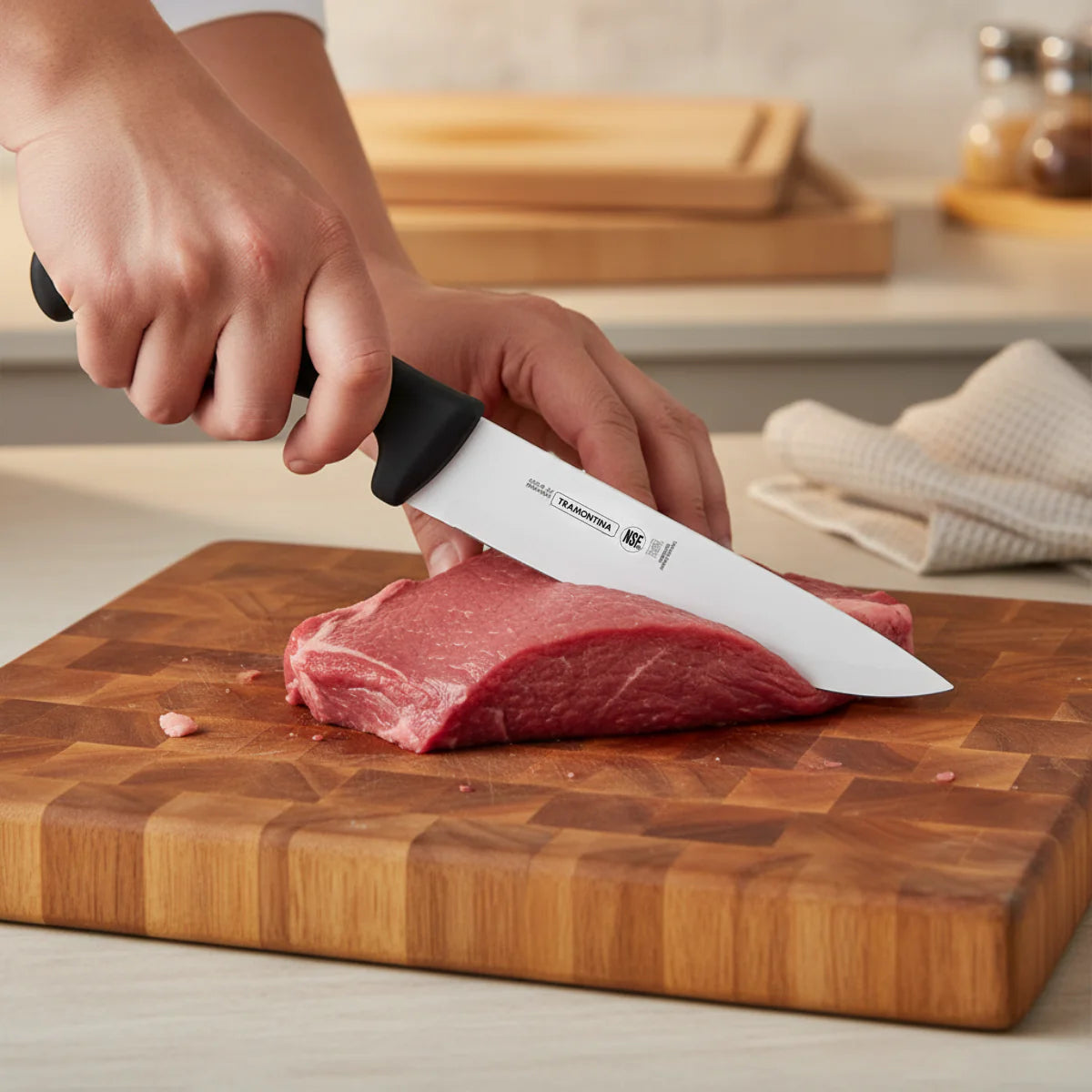Professional Master Black Butcher Knife Straight Back Deep 150mm