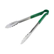 SS Utility Tongs 10 Inch with PVC handle-GREEN
