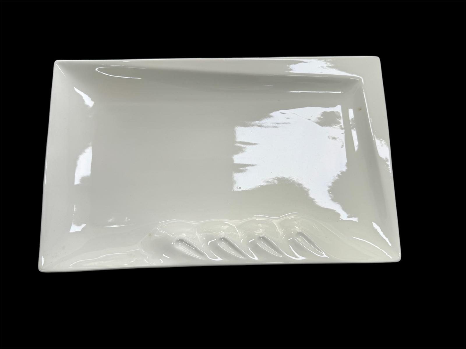 White Ceramic Rectangle Dinner Plate 35X22cm