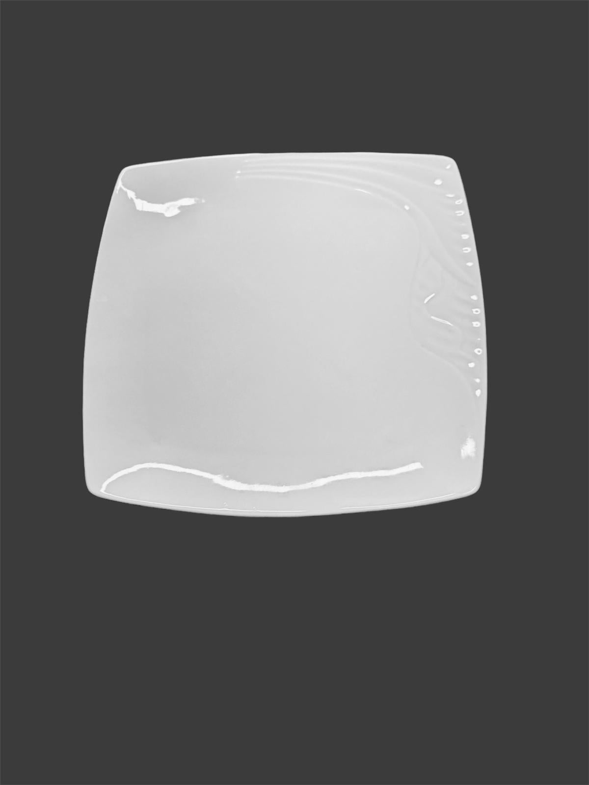 White Ceramic Square Dinner Plate 20cm