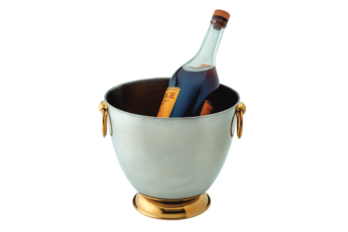 Champagne Bucket (Meta Style) S/S Body, Base & Ring PVD Gold 22.5cm X 20.5cm