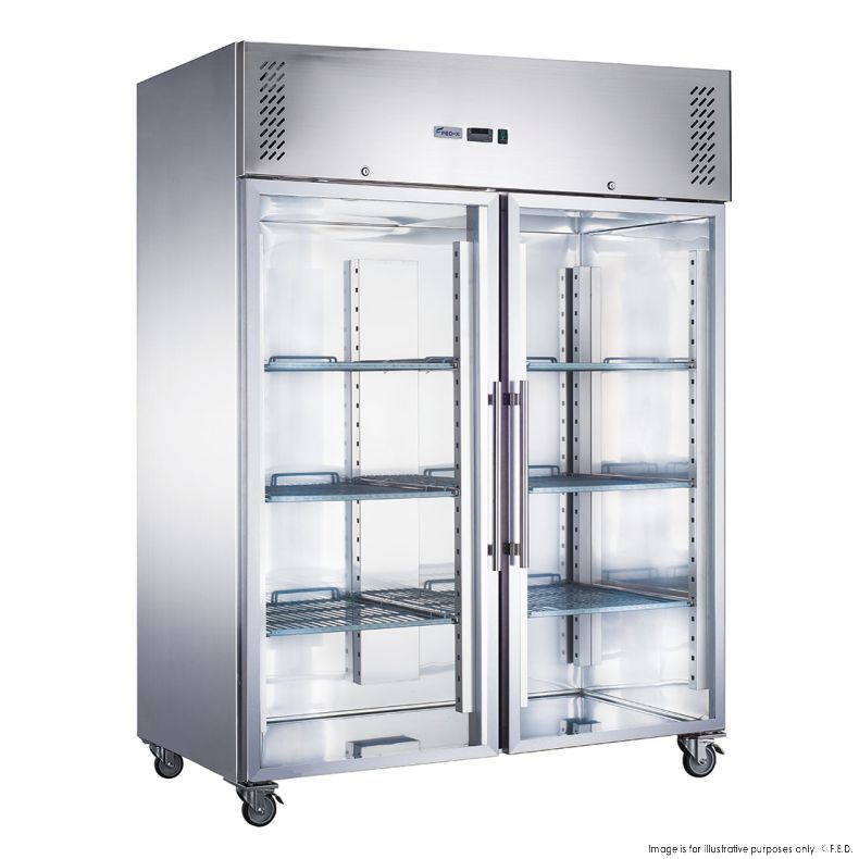2NDs: FED-X Three Door Salad Prep Fridge with Curve Glass Top - XTHP3100SALGC-NSW2161