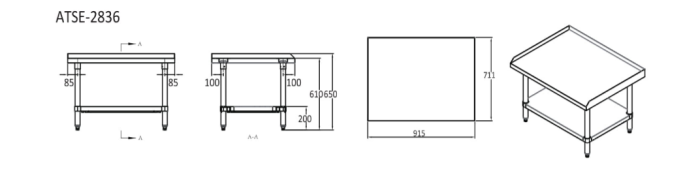 STAINLESS STEEL STAND W940X D740 X H180 | COOKRITE ATSE-2836