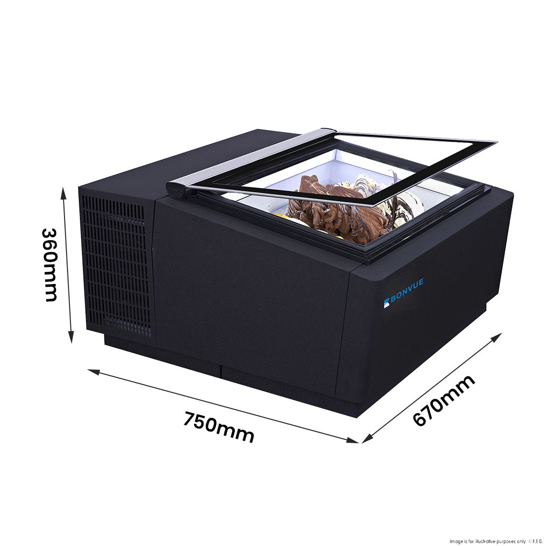 Bonvue Bench Top Gelato / Ice cream Display Showcase - CGD-03B