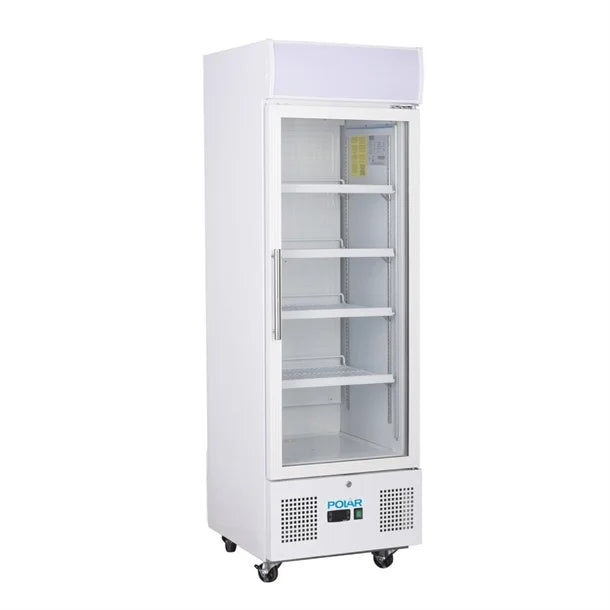 Polar G-Series Upright Display Fridge 218Ltr White