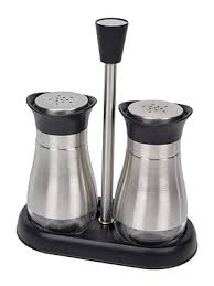Salt & Pepper Dispenser set Glass - 2pcs  SS Silver Lid