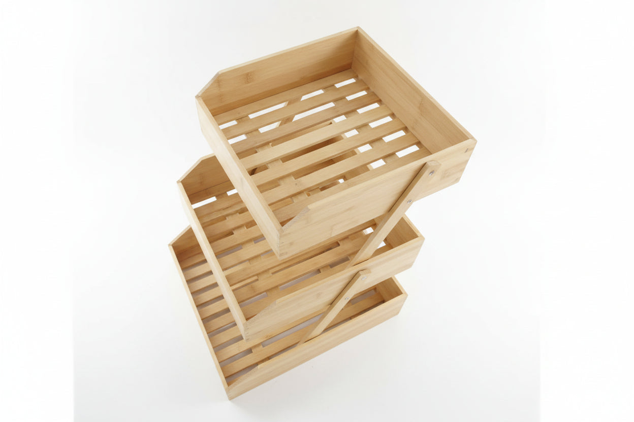 Kitchen Counter Stand/3 Tier Food Display Shelf bamboo 3ply 1PC- LIGHT BROWN