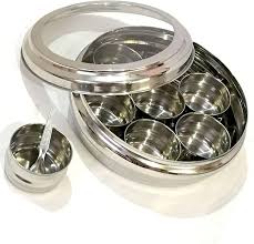 MASALA DABBA (Spice Box) with Clear Lid - Size 13