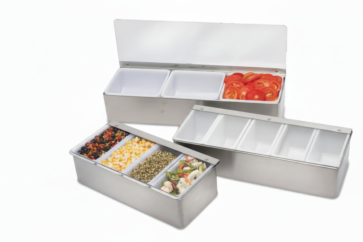 SS Condiment Dispenser With Lid 8 Pints