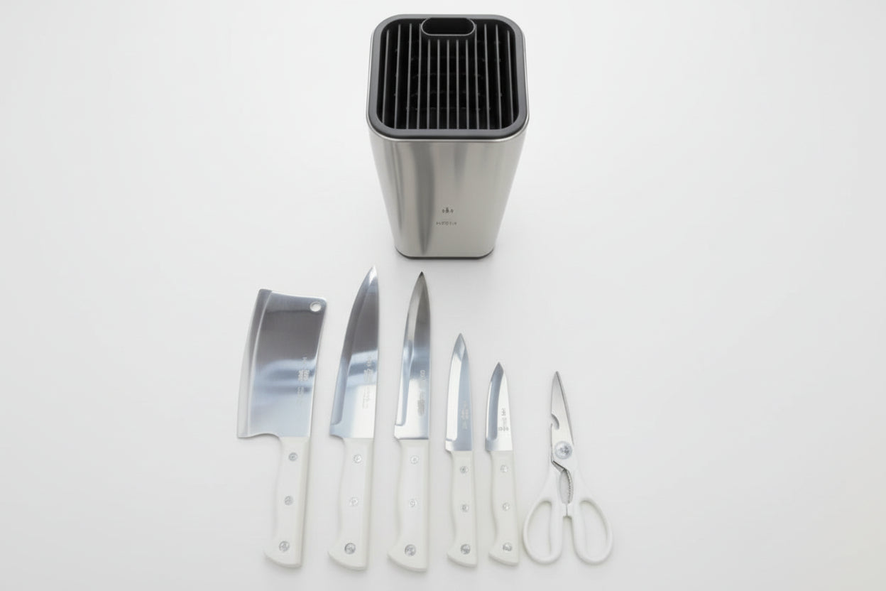 Knife SET 6pcs With Black & White Handle Assorted Sizes