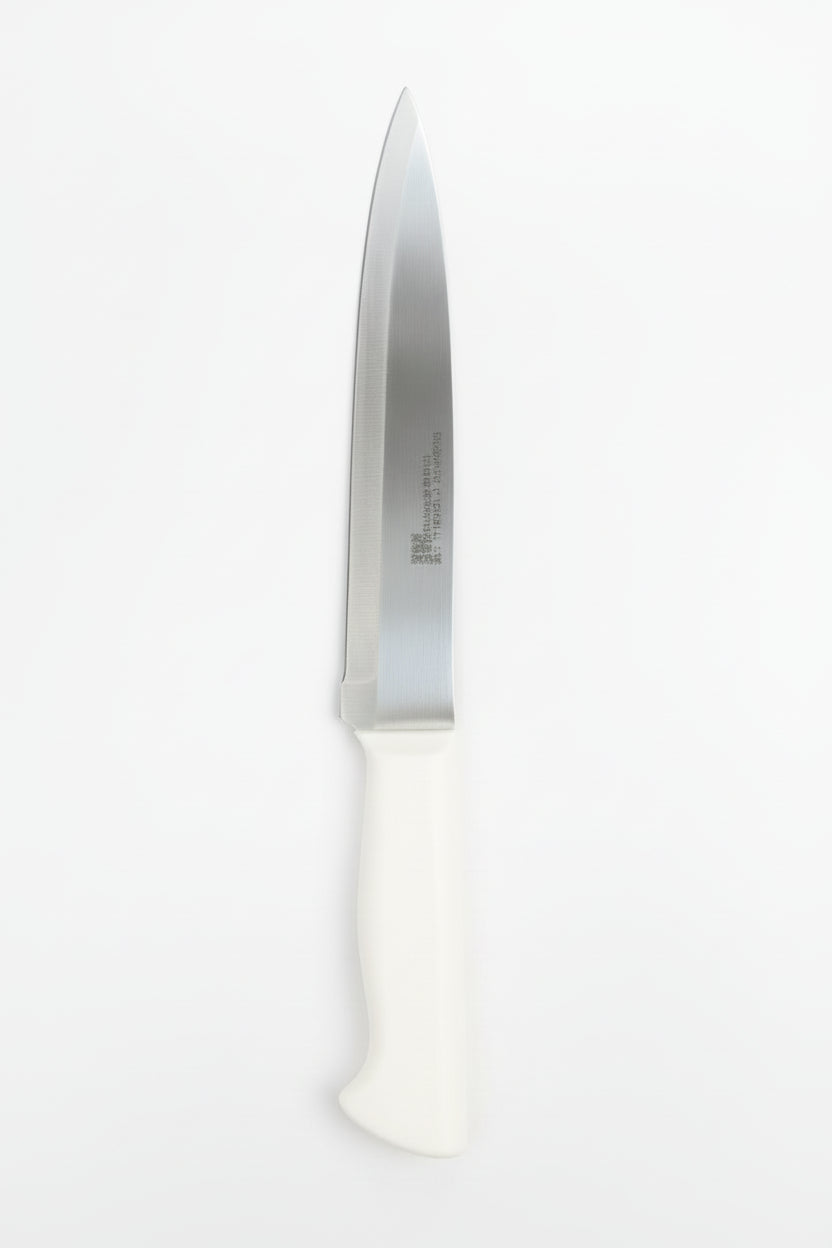 Knife Leather Finished White Handle 8inch 1.8mm Mirror Finished Blade