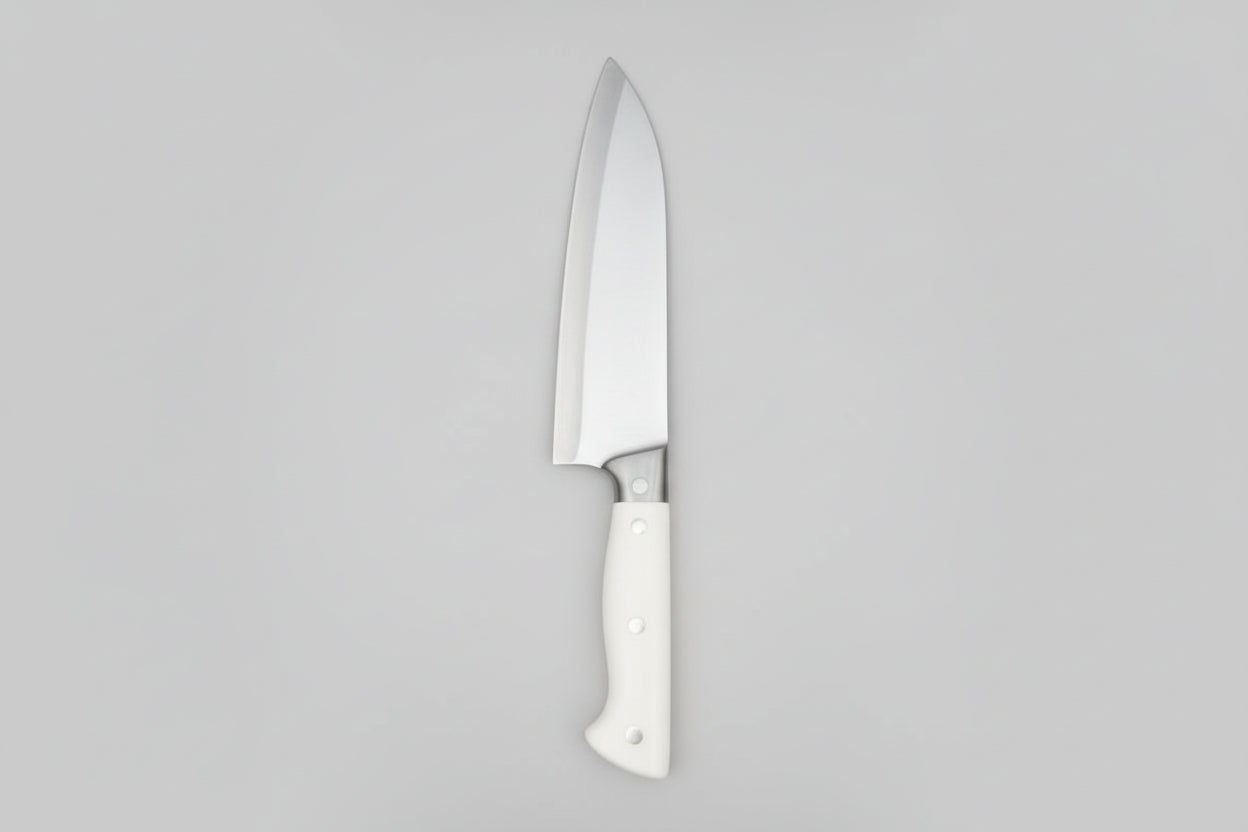 Knife Steel head with white ABS handle, polished blade 7-inch 3mm