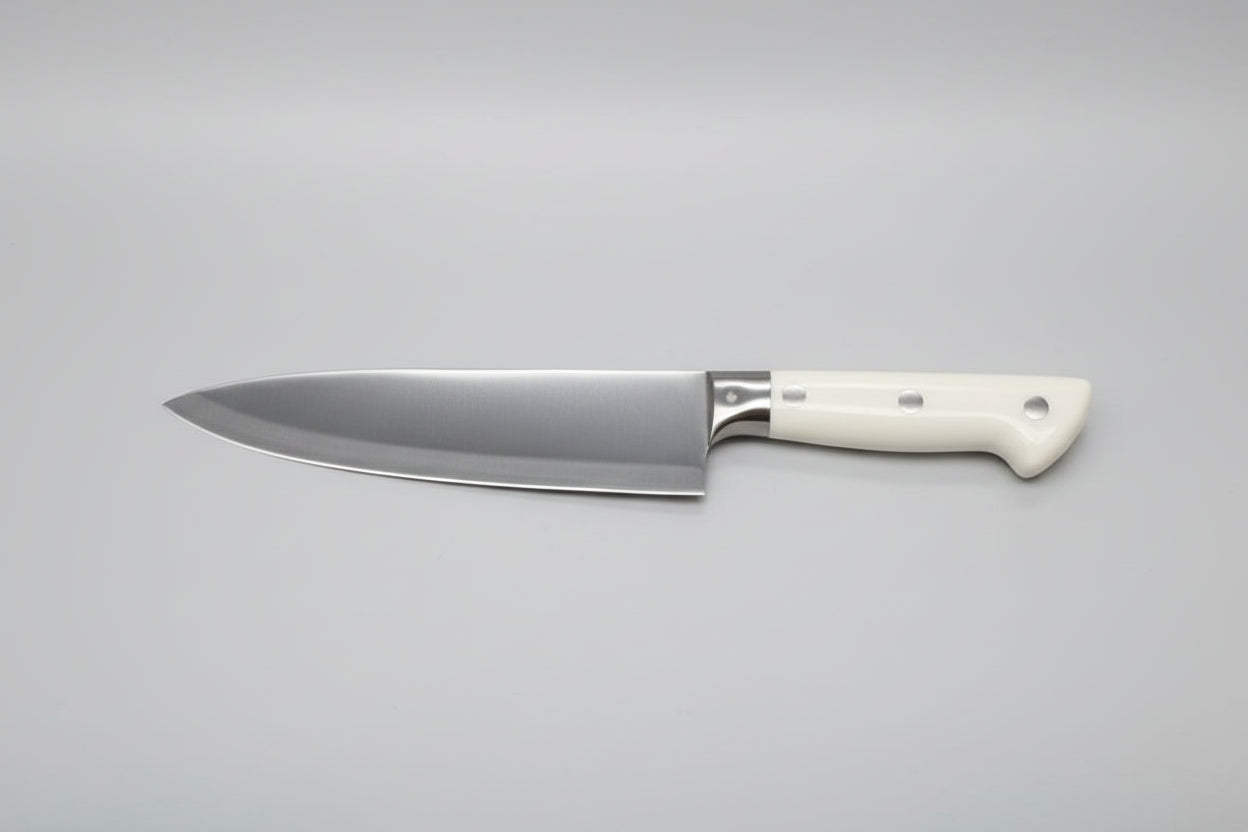 Knife Steel head with white ABS handle, polished blade 8-inch 3mm