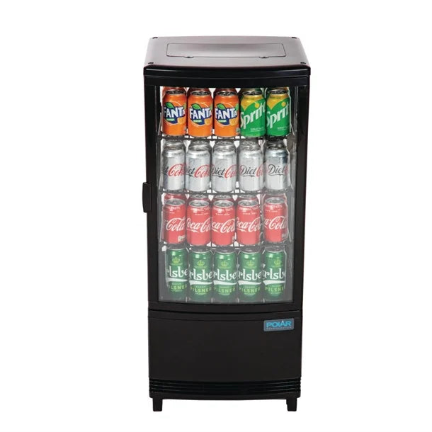Polar C-Series Energy Efficient Curved Door Display Fridge Black - 86Ltr