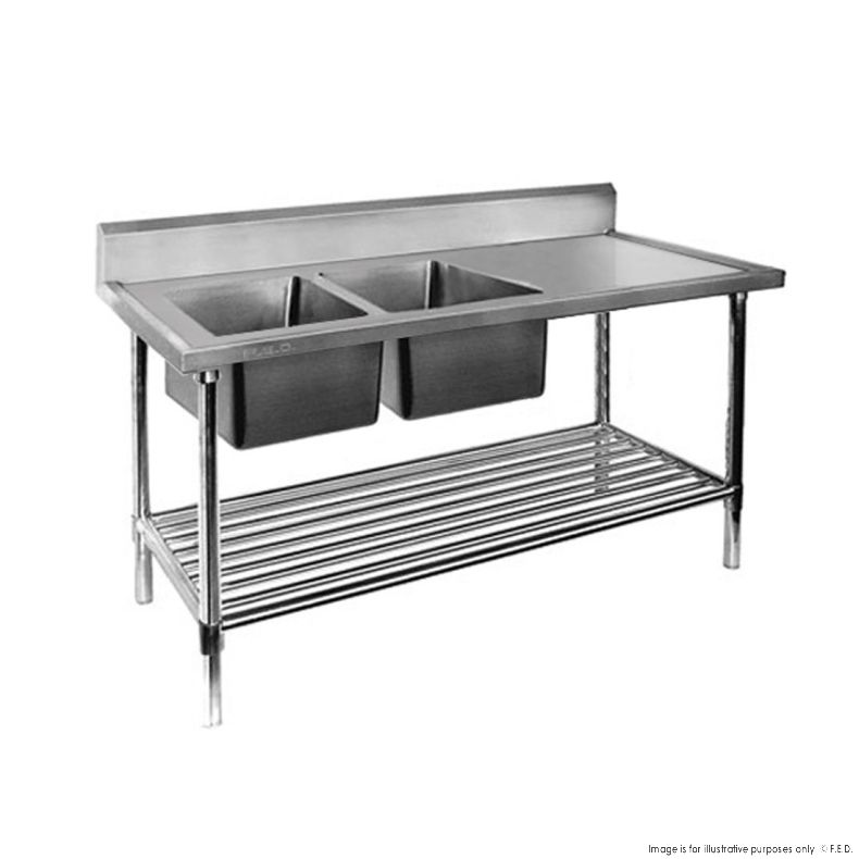 Double Left Handed Sink Bench 2400x700x900mm