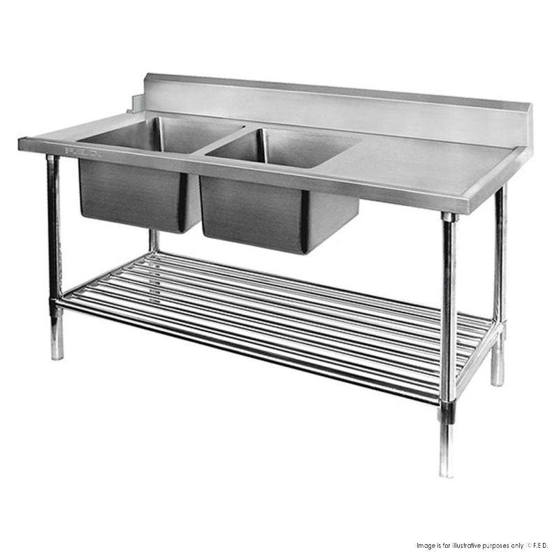 Double Left Handed Sink Bench for Dishwasher 1500x700x900mm