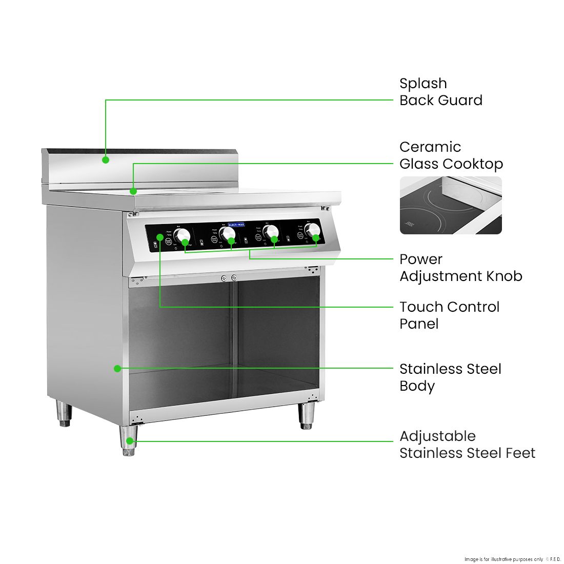 Electmax 700 Series Induction 4-Burner Cooker with Splashback EIC7-800P
