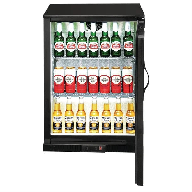 Polar G-Series Back Bar Cooler with Single Solid Hinged Door Black - 900mm