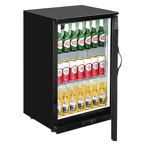 Polar G-Series Back Bar Cooler with Single Solid Hinged Door Black - 900mm