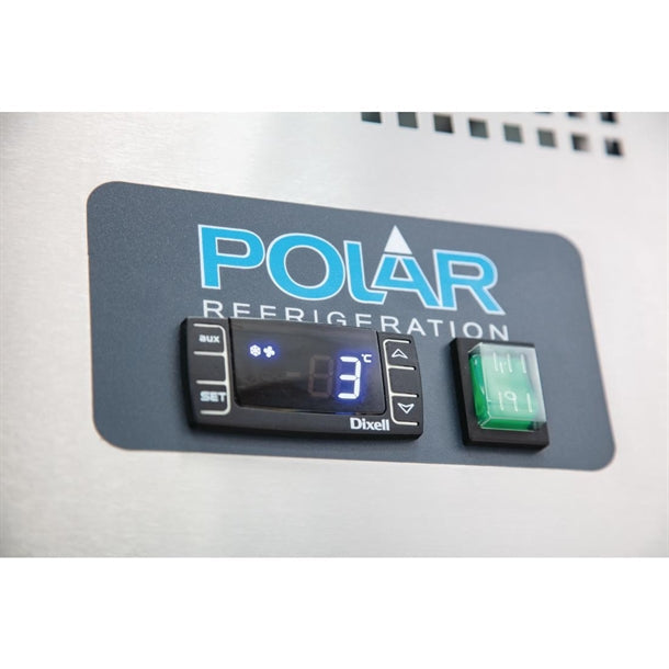 Polar U-Series Refrigerated GN Counter Saladette with Sneeze Guard - 3 Door