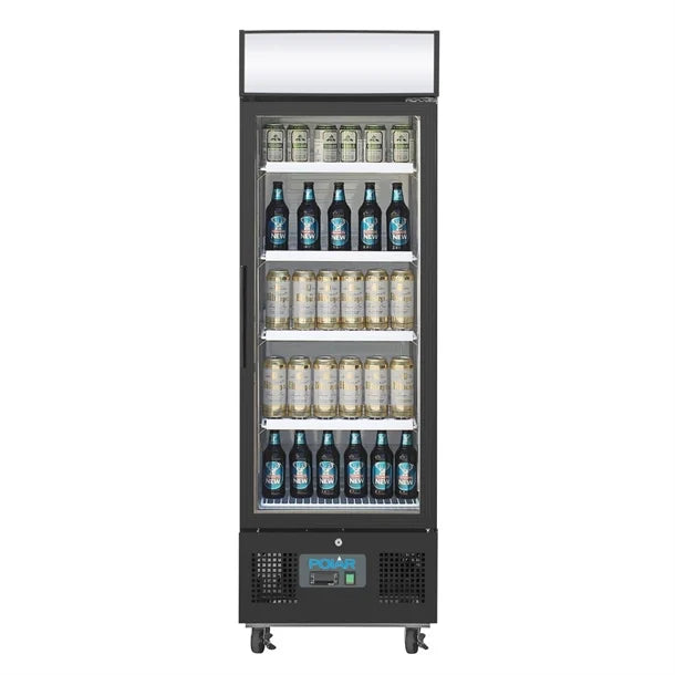Polar G-Series Upright Display Fridge Black - 218Ltr