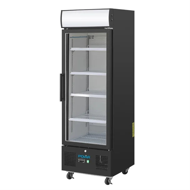 Polar G-Series Upright Display Fridge Black - 218Ltr