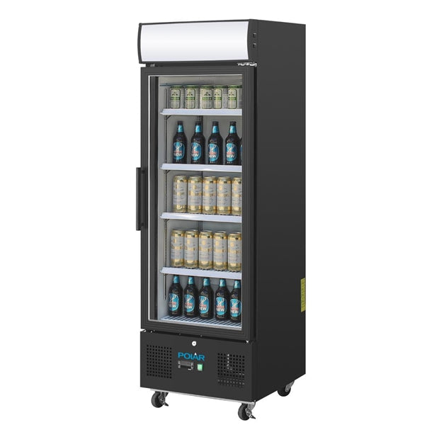 Polar G-Series Upright Display Fridge Black - 218Ltr