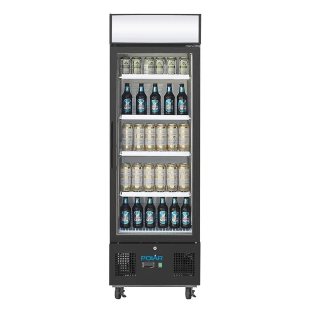 Polar G-Series Upright Display Fridge Black - 218Ltr