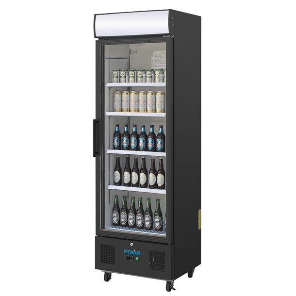 Polar G-Series Upright Display Fridge Black - 368Ltr