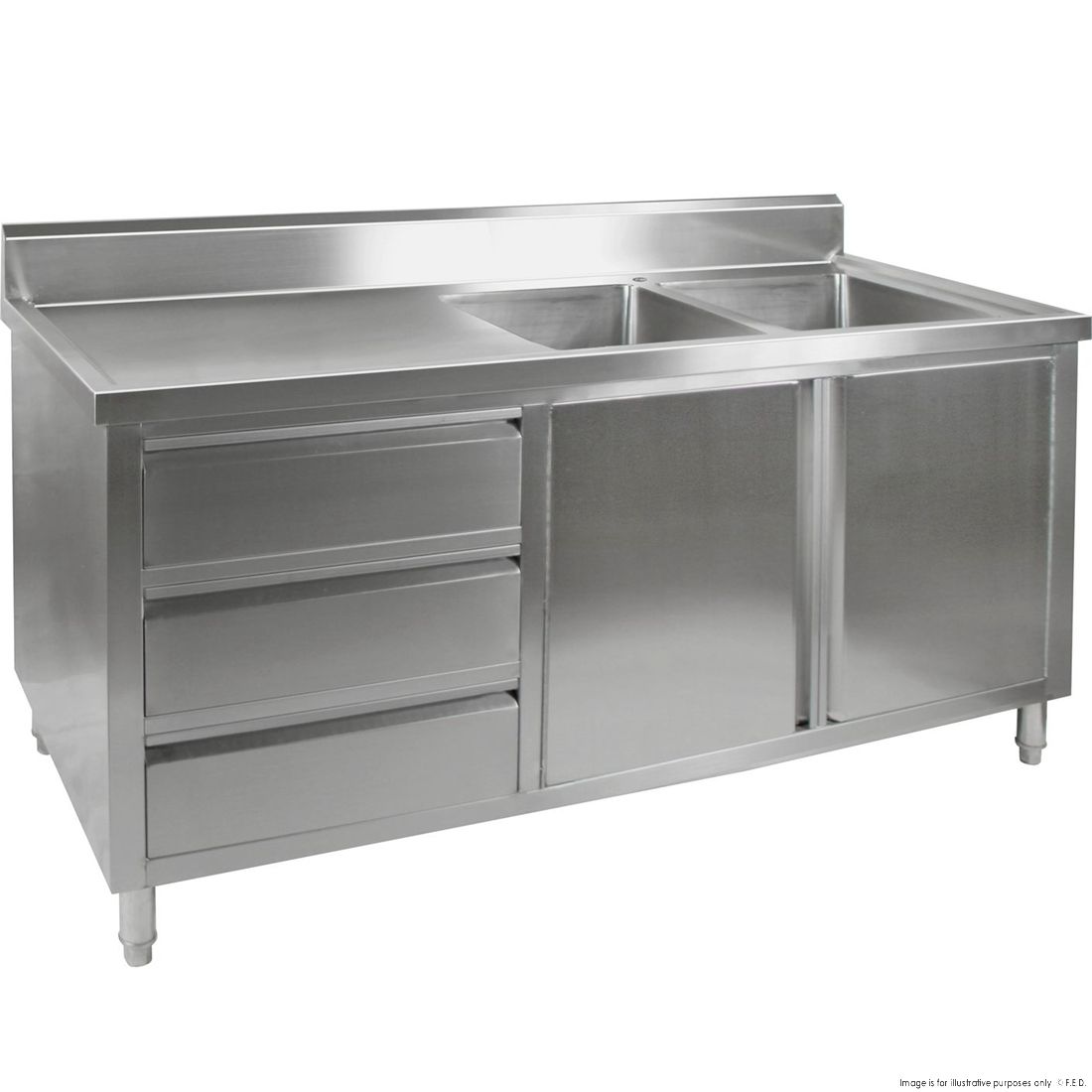 DSC-2400L-H KITCHEN TIDY CABINET WITH DOUBLE LEFT SINKS