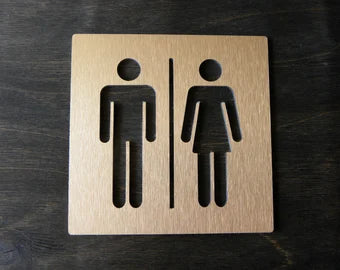 Stainless Steel Sign - RESTROOMS  5 X 5"