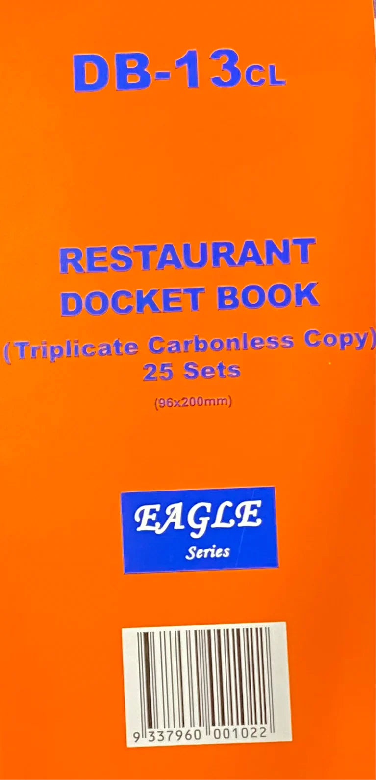 CARBONLESS TRIPLICATE RESTAURANT DOCKET BOOK 96x200mm
