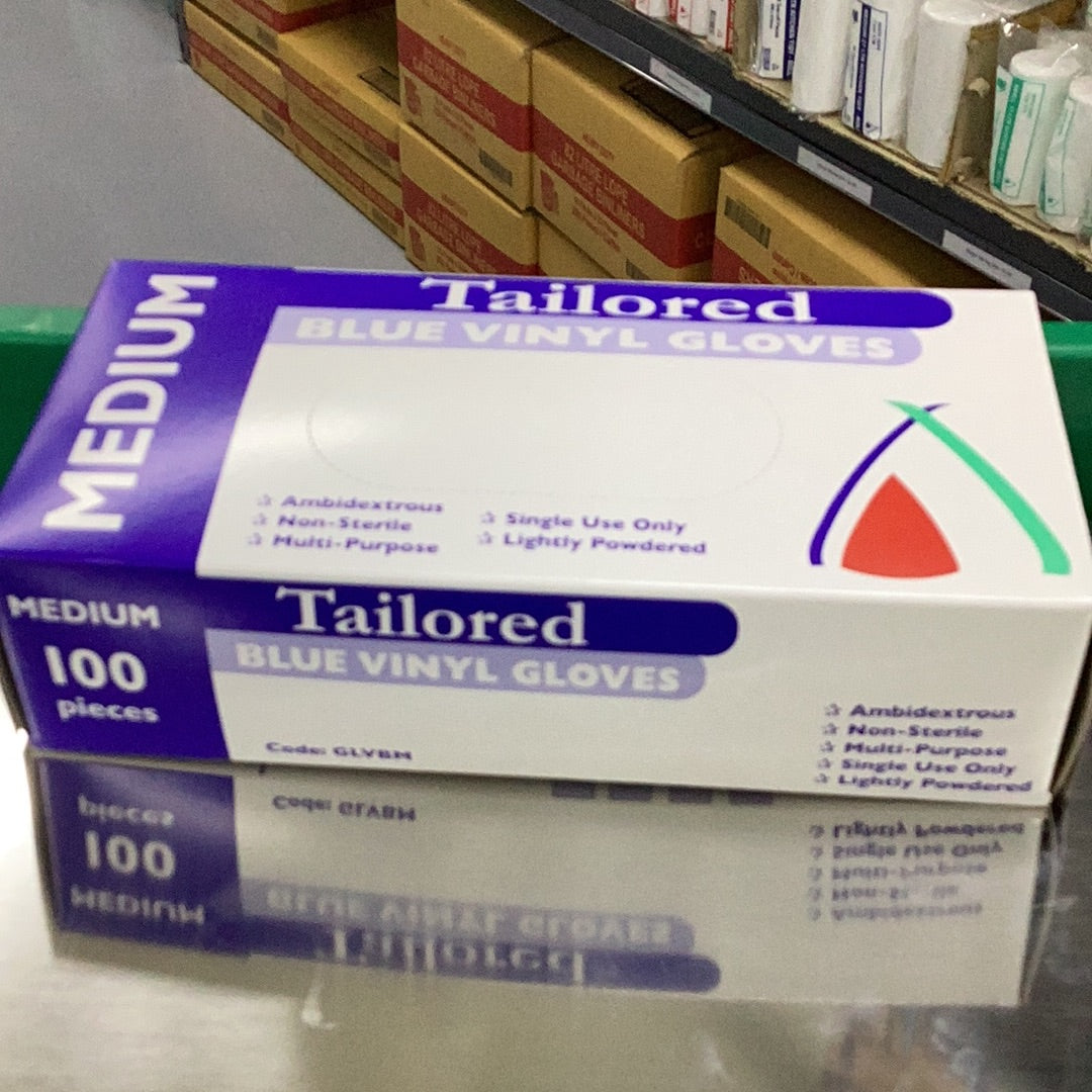 BLUE VINYL  Powdered GLOVES -Medium 100pk