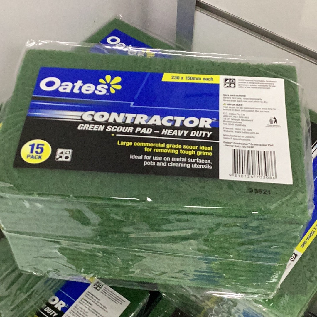 Commercial Green Scourer 23x15cm 10pk
