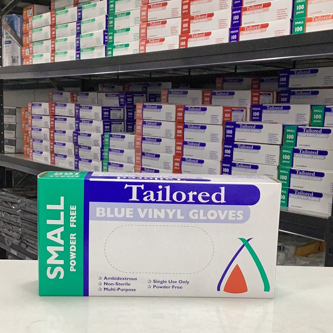 BLUE POWDER FREE  VINYL GLOVES- Small 100pk