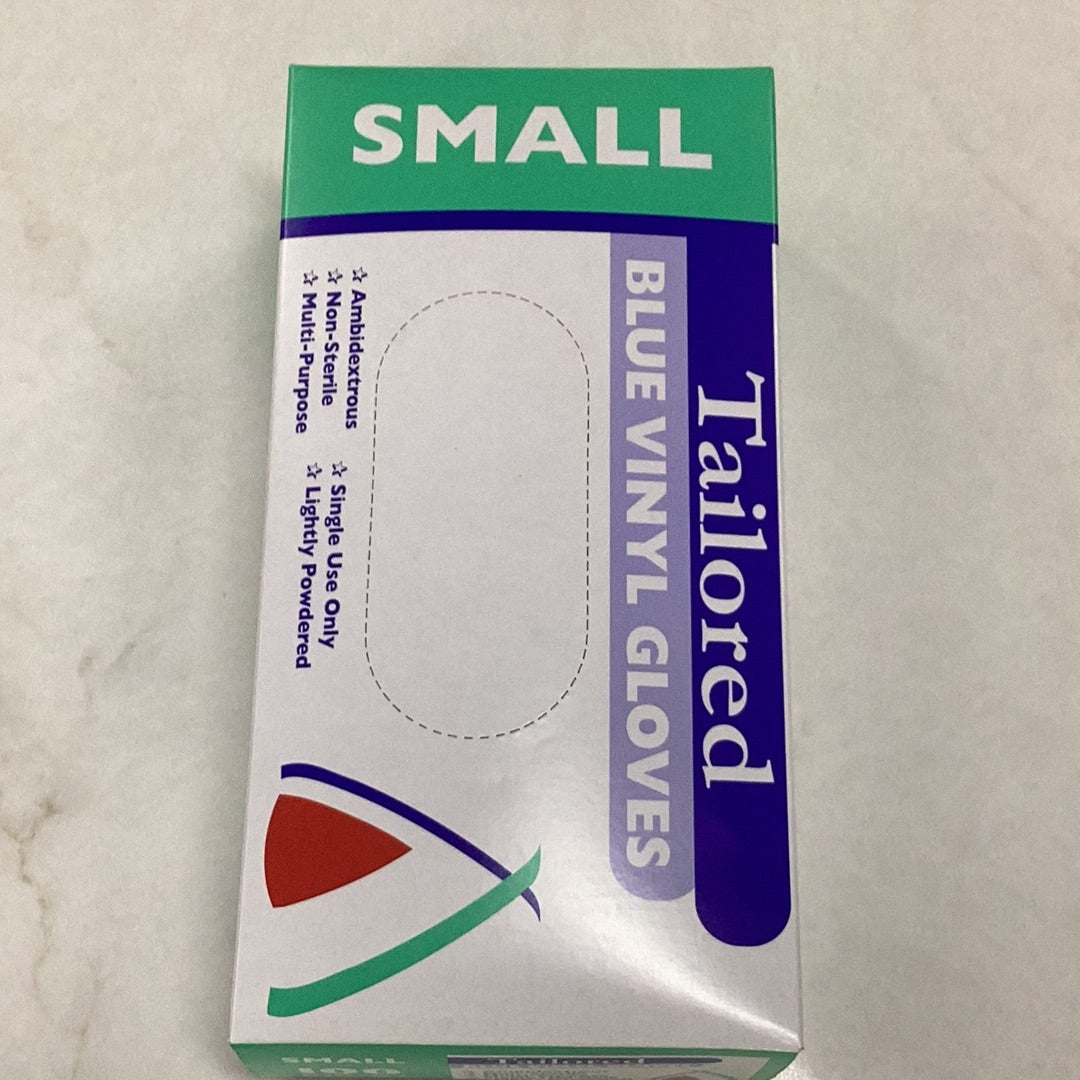 BLUE VINYL  Powdered GLOVES -Small 100pk