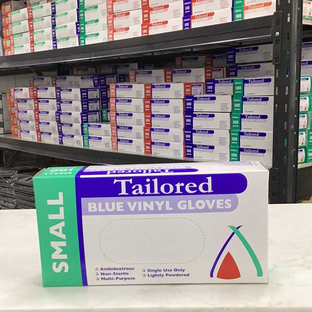 BLUE VINYL  Powdered GLOVES -Small 100pk