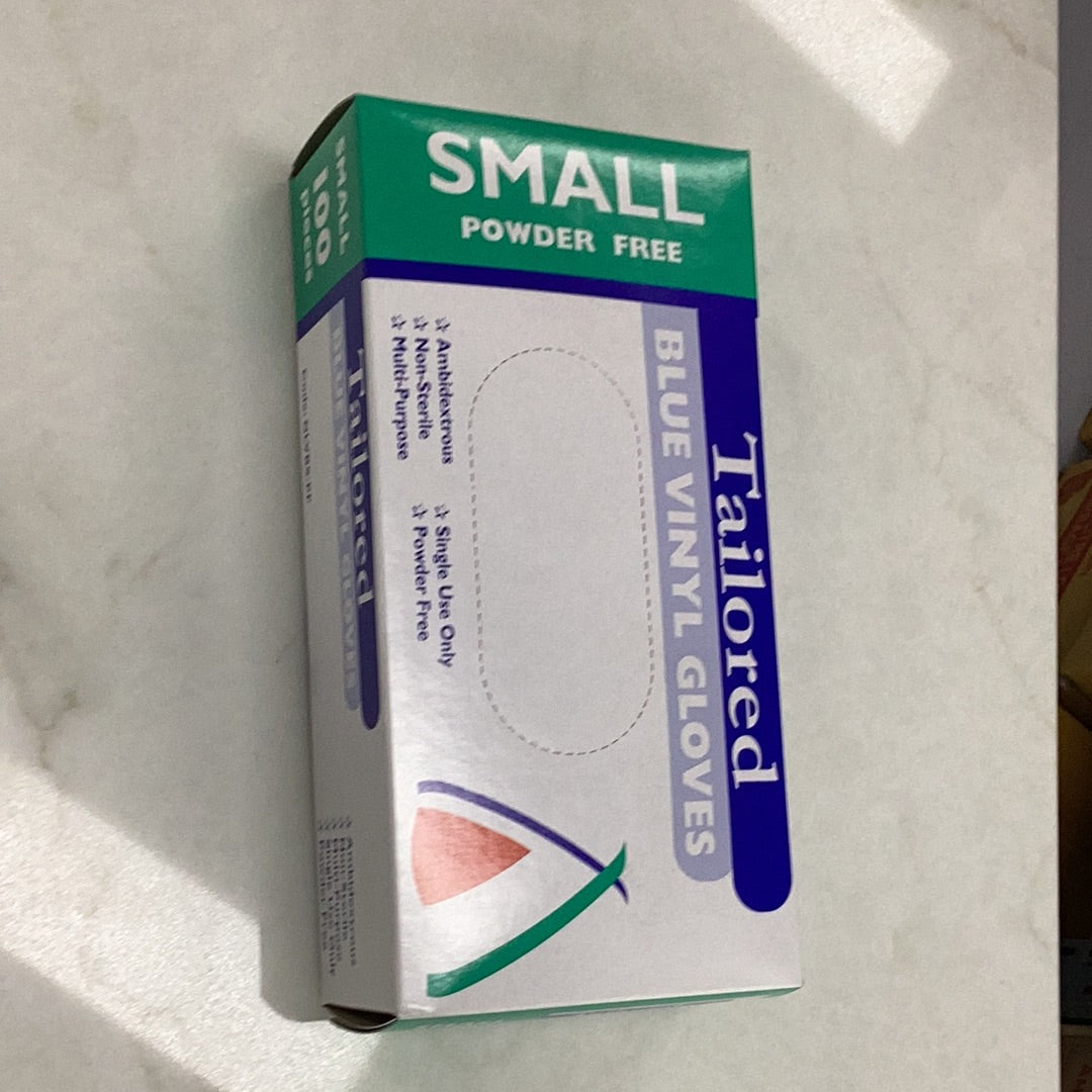 BLUE POWDER FREE  VINYL GLOVES- Small 100pk