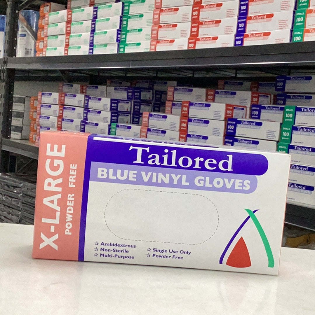 BLUE VINYL  Powdered GLOVES - Extra Large 100pk