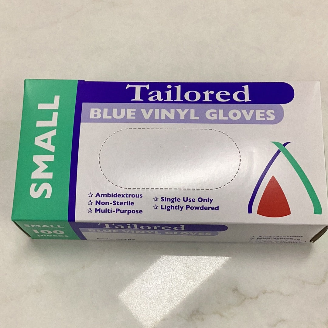 BLUE VINYL  Powdered GLOVES -Small 100pk