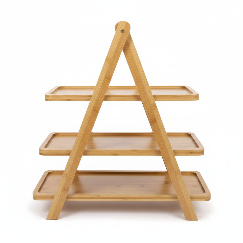 3 Tier Food Display Shelf bamboo 1PC