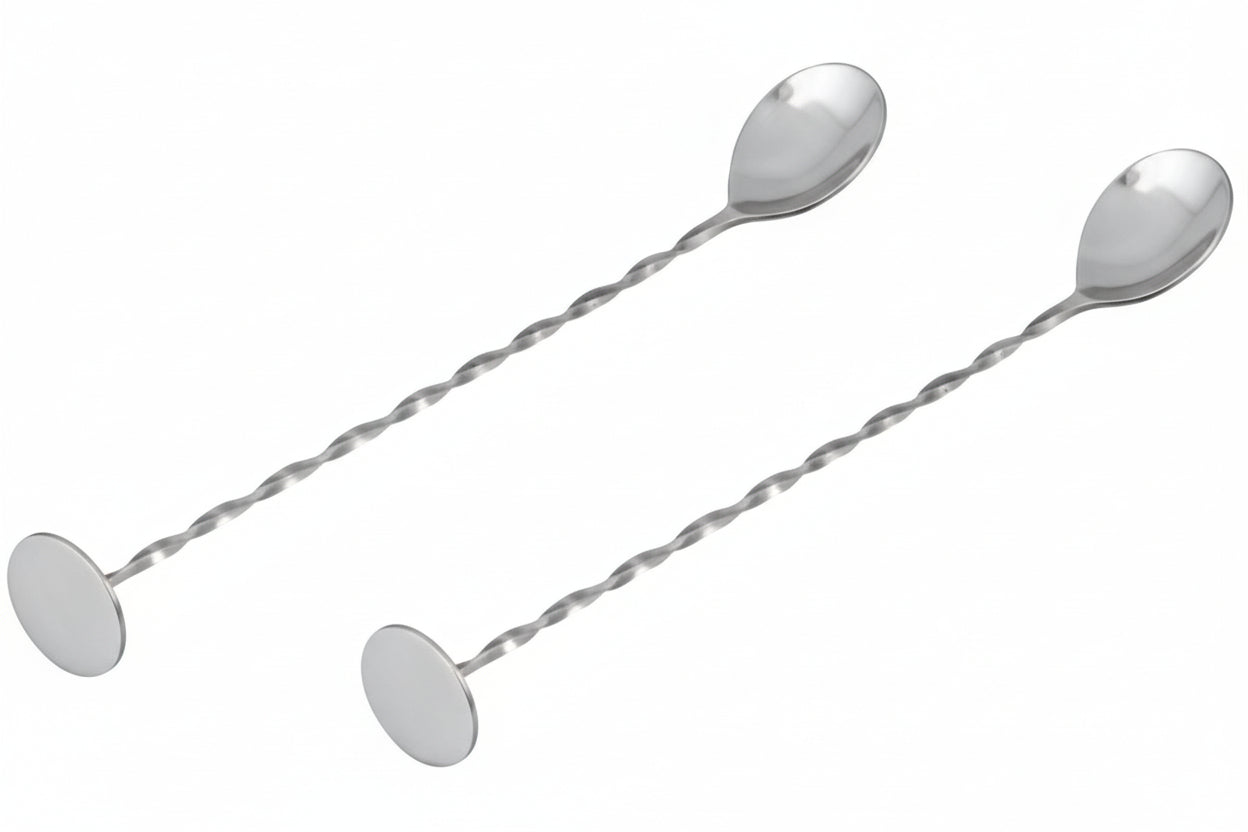 SS Bar Spoon 10" 25CM With Sugar Crusher Top With Flat Top