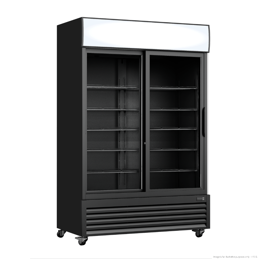 Thermaster Two Sliding Glass Door Colourbond Upright Drink Fridge Black - LG-1000SDBP