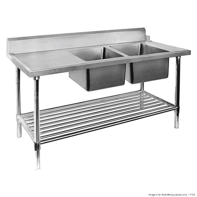 Double Right Handed Sink Bench for Dishwasher 2400x700x900mm