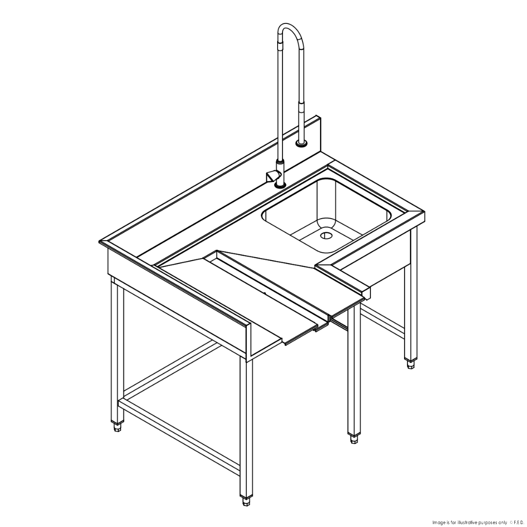 Fagor Pre-Rinsing Sink Bench w/ Introductor of Baskets MCFD-1000D