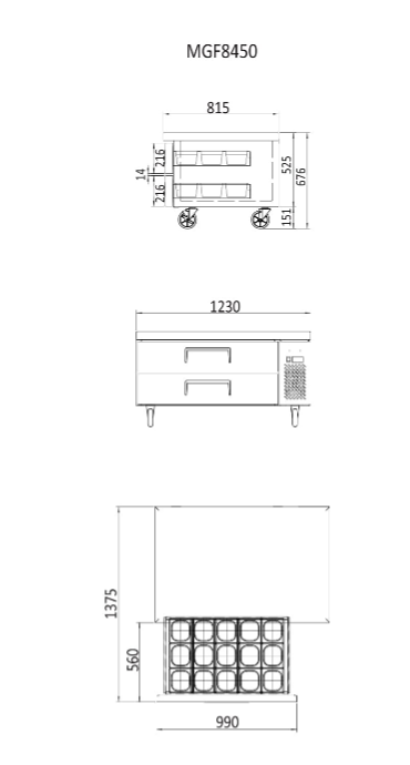 CHEF BASE 2 DRAWERS 1230 MM FRIDGE MGF8450