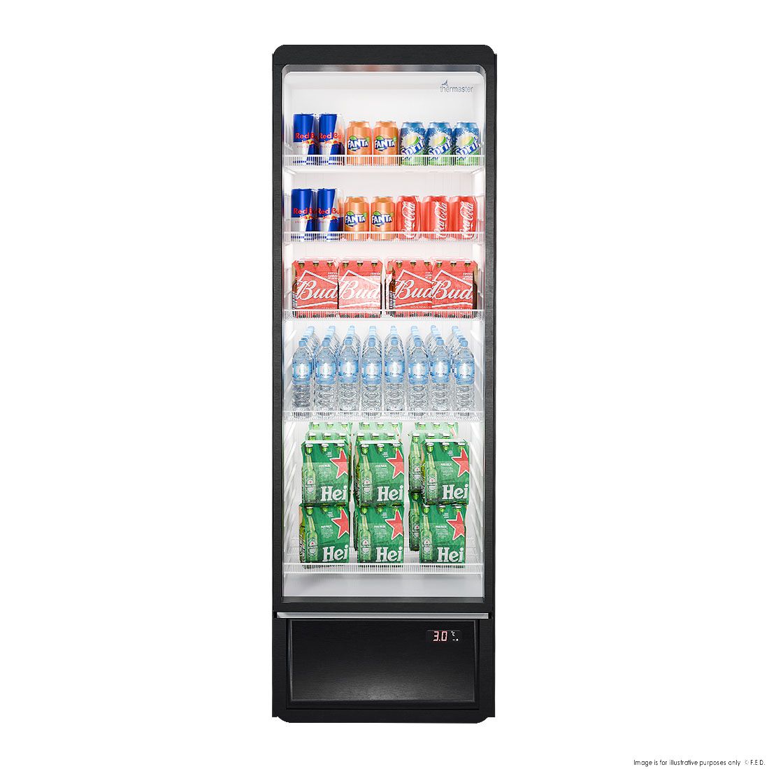 Thermaster Upright Glass Door Beverage Fridge - SDC-258B