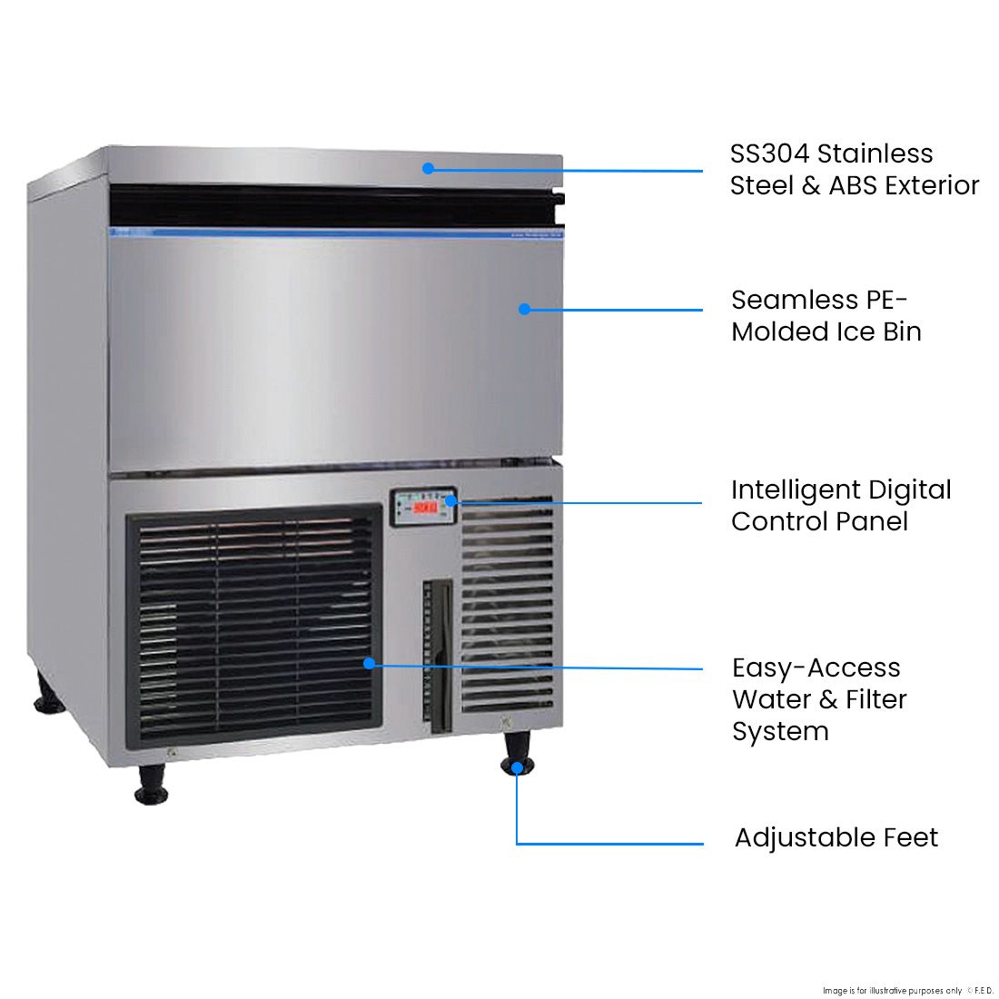 Blizzard Premium Under-Counter Ice Maker Large Cube Ice – SN-200P
