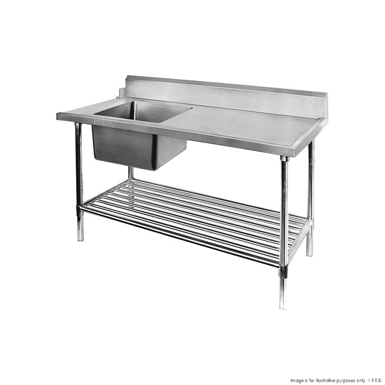 Single Sink Inlet Bench for Dishwasher - Left Handed 1500x700x900mm
