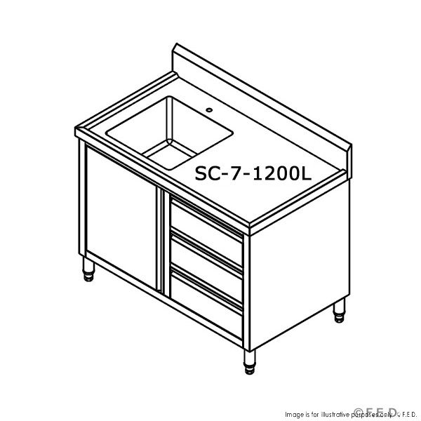 Kitchen Tidy Cabinet With Left/Right Sink 700mm Deep